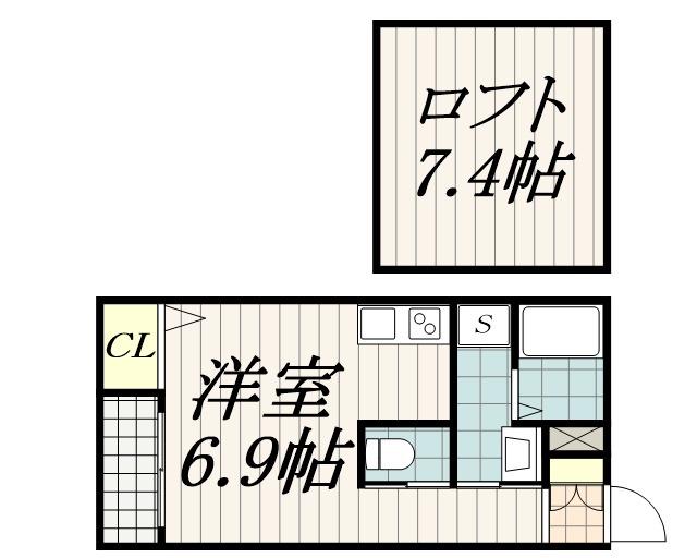 ESCADA SOGA(ワンルーム/2階)の間取り写真
