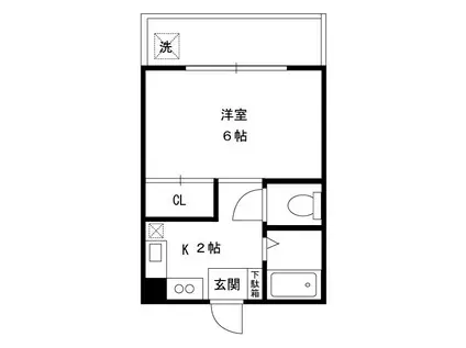 清水ハイツ(1K/2階)の間取り写真