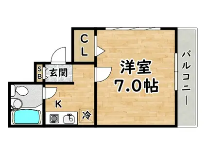 姫島ハイツ(1K/4階)の間取り写真