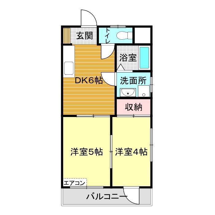 アスリートビル(2DK/3階)の間取り写真