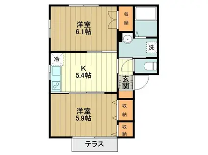 メゾン昴(2DK/1階)の間取り写真