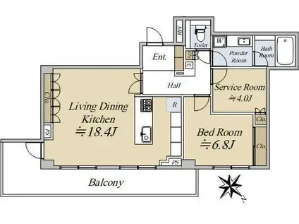 パークハウス麻布鳥居坂(1LDK/2階)の間取り写真