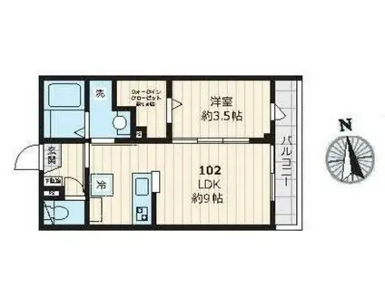 LA SEIGA(1LDK/2階)の間取り写真