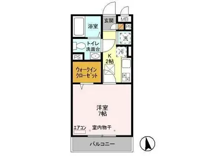 エヴァー(1K/1階)の間取り写真