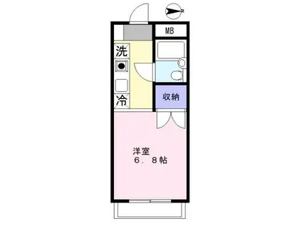 サンルミナスB(1K/3階)の間取り写真