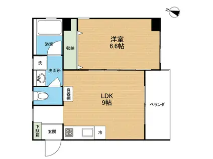 グランルーチェ大道(1LDK/2階)の間取り写真