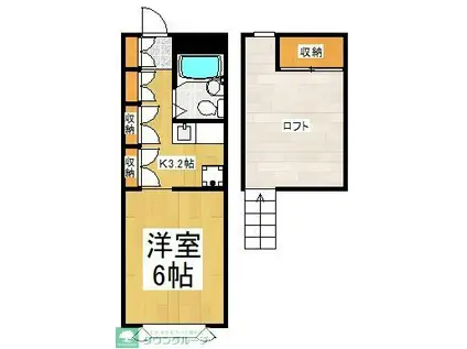 パティオヴィラ(1K/2階)の間取り写真