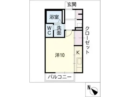 ルミエール泰山 A棟(ワンルーム/1階)の間取り写真