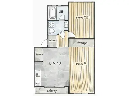 コーポラスいいだ(2LDK/1階)の間取り写真