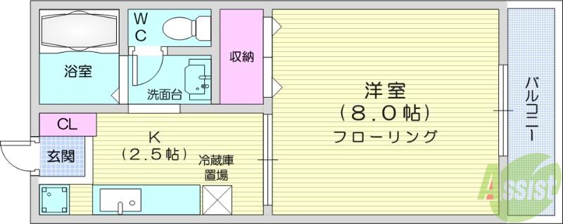 山田ハイツC棟(1K/1階)の間取り写真