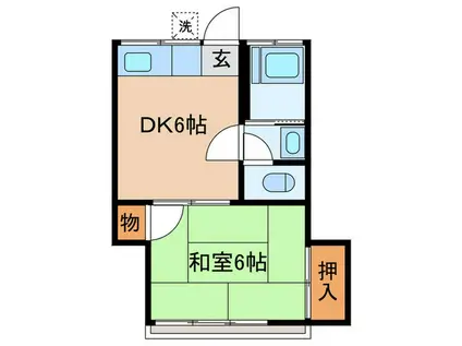 光鱗荘2(1DK/2階)の間取り写真