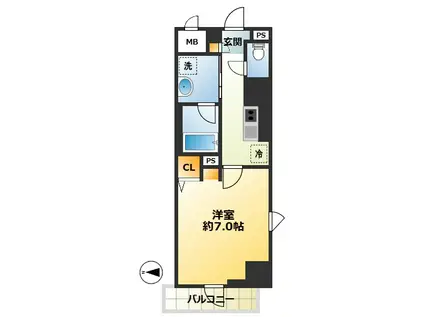 グランドレジデンス三鷹(1K/9階)の間取り写真