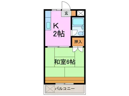 レイクグリーン三好A・B(1K/2階)の間取り写真