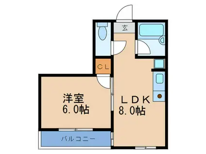 弟2ミカドマンション(1LDK/2階)の間取り写真