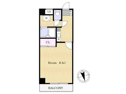 シャルマンヴィラージュ(1K/8階)の間取り写真