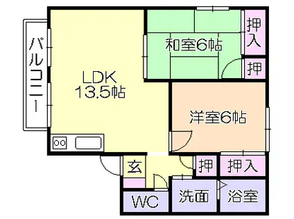 プロヴァンスII(2LDK/2階)の間取り写真