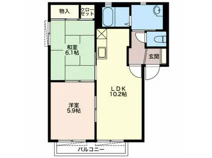 シャトーバリュージュ(2LDK/2階)の間取り写真