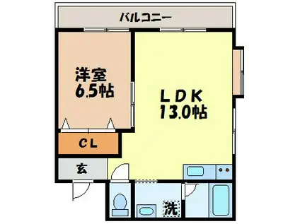 ビラージュK(1LDK/1階)の間取り写真