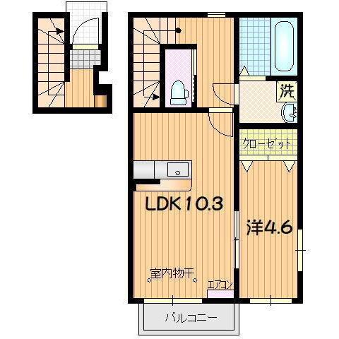 LIEN II(1LDK/2階)の間取り写真