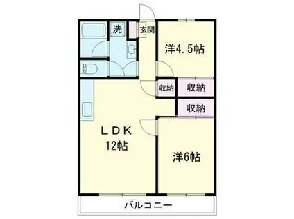 ベルウッド(2LDK/2階)の間取り写真