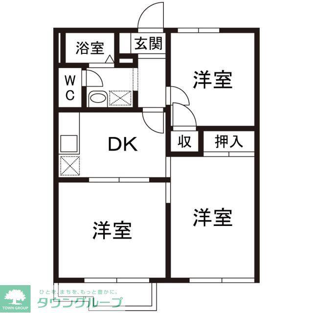 レモンハイツ A棟(3DK/2階)の間取り写真