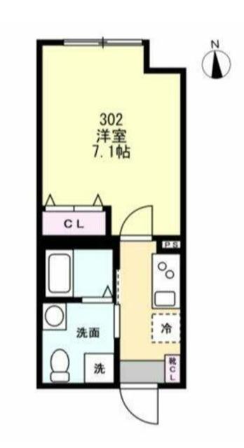 スキット本厚木(1K/3階)の間取り写真