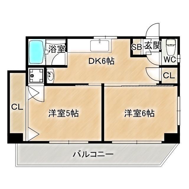 シャンピア片町(2DK/8階)の間取り写真
