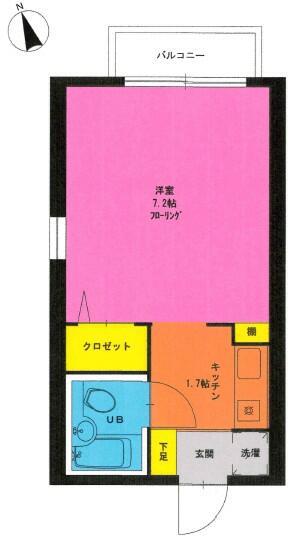寺尾ハイツ(1K/2階)の間取り写真