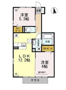 コーポ88 Ⅱ番館(2LDK/1階)の間取り写真