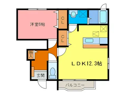 メゾンF-Ⅱ(1LDK/1階)の間取り写真