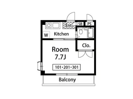 メゾンドココット(1K/1階)の間取り写真