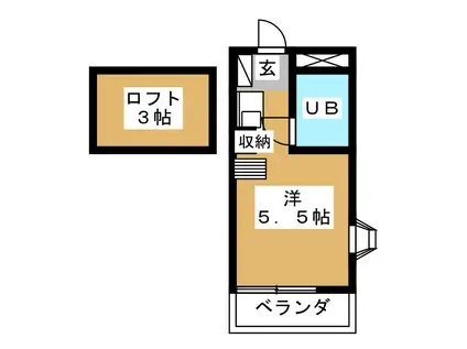 パークアベニューデュエット国分寺7(ワンルーム/2階)の間取り写真