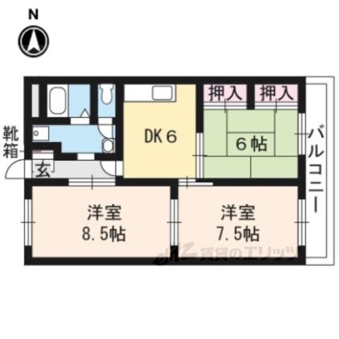 エバーグリーン嵐山(3DK/4階)の間取り写真