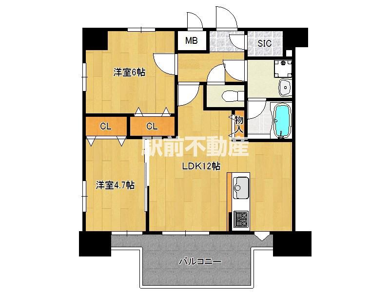 MODERN PALAZZO博多デュオグ(2LDK/9階)の間取り写真