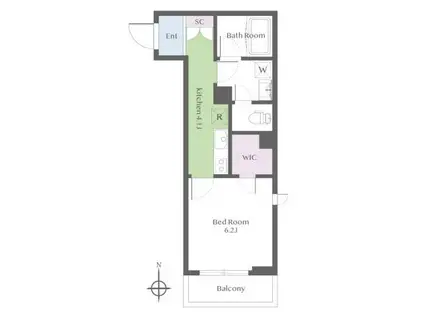 ラ・プルミエールII(1K/3階)の間取り写真