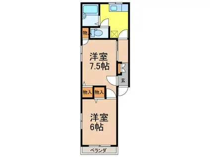 コーポTKBII(2K/1階)の間取り写真