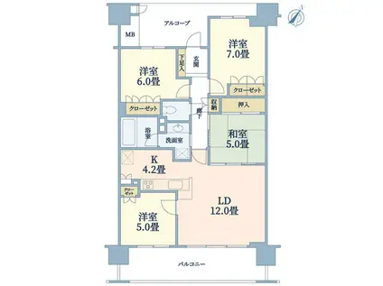 シーズ西神南(4LDK/2階)の間取り写真