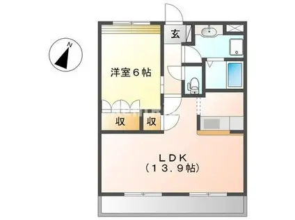 エクセレンス(1LDK/2階)の間取り写真