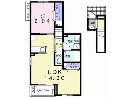 オー テリトワール(1LDK/2階)の間取り写真