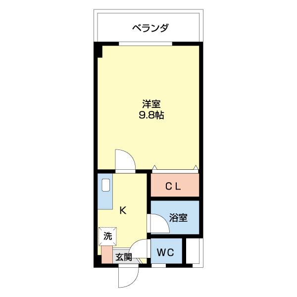 モスビル(1K/2階)の間取り写真