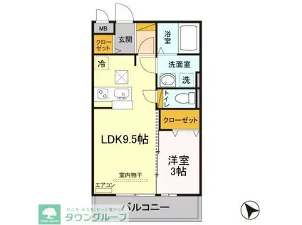 グリシーヌA(1LDK/1階)の間取り写真