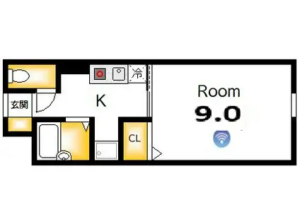 十日市レスト(1K/5階)の間取り写真