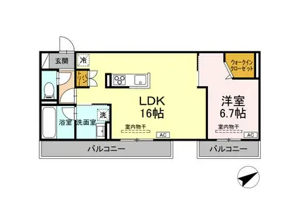 トリシア大慈寺町 A(1LDK/3階)の間取り写真