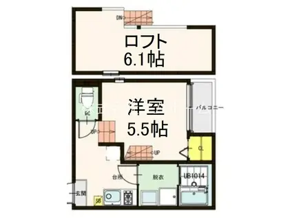 LA LUCE桜本町(1K/1階)の間取り写真