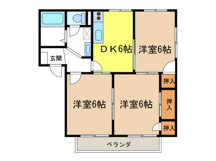 こまのいえB(3DK/2階)の間取り写真