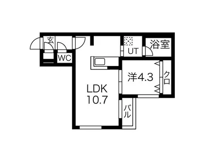 ステージア東札幌(1LDK/2階)の間取り写真