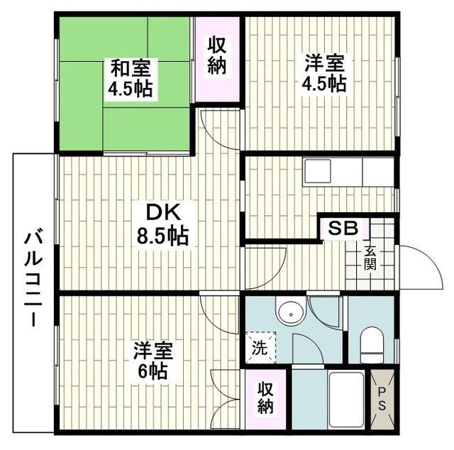 メゾンドレーブ(3DK/3階)の間取り写真