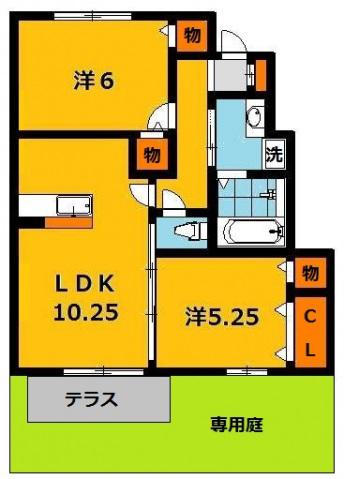 ティンカーベル(2LDK/1階)の間取り写真