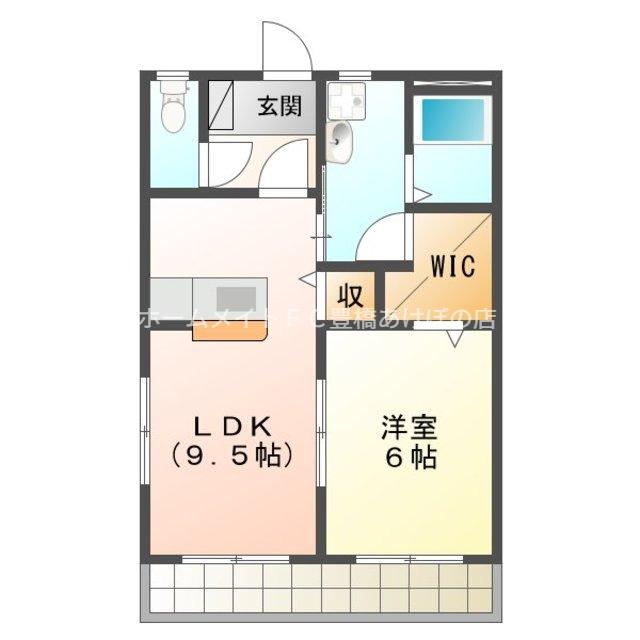 ブロードタウン神野II E(1LDK/2階)の間取り写真