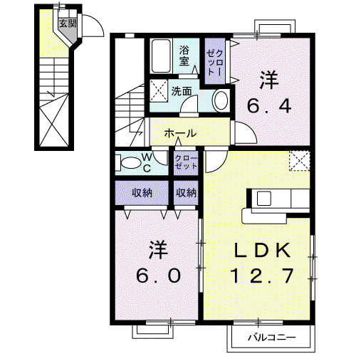 サニーエクセラン(2LDK/1階)の間取り写真